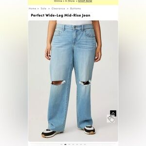 Torrid size 20 perfect wide leg mid rise jeans New